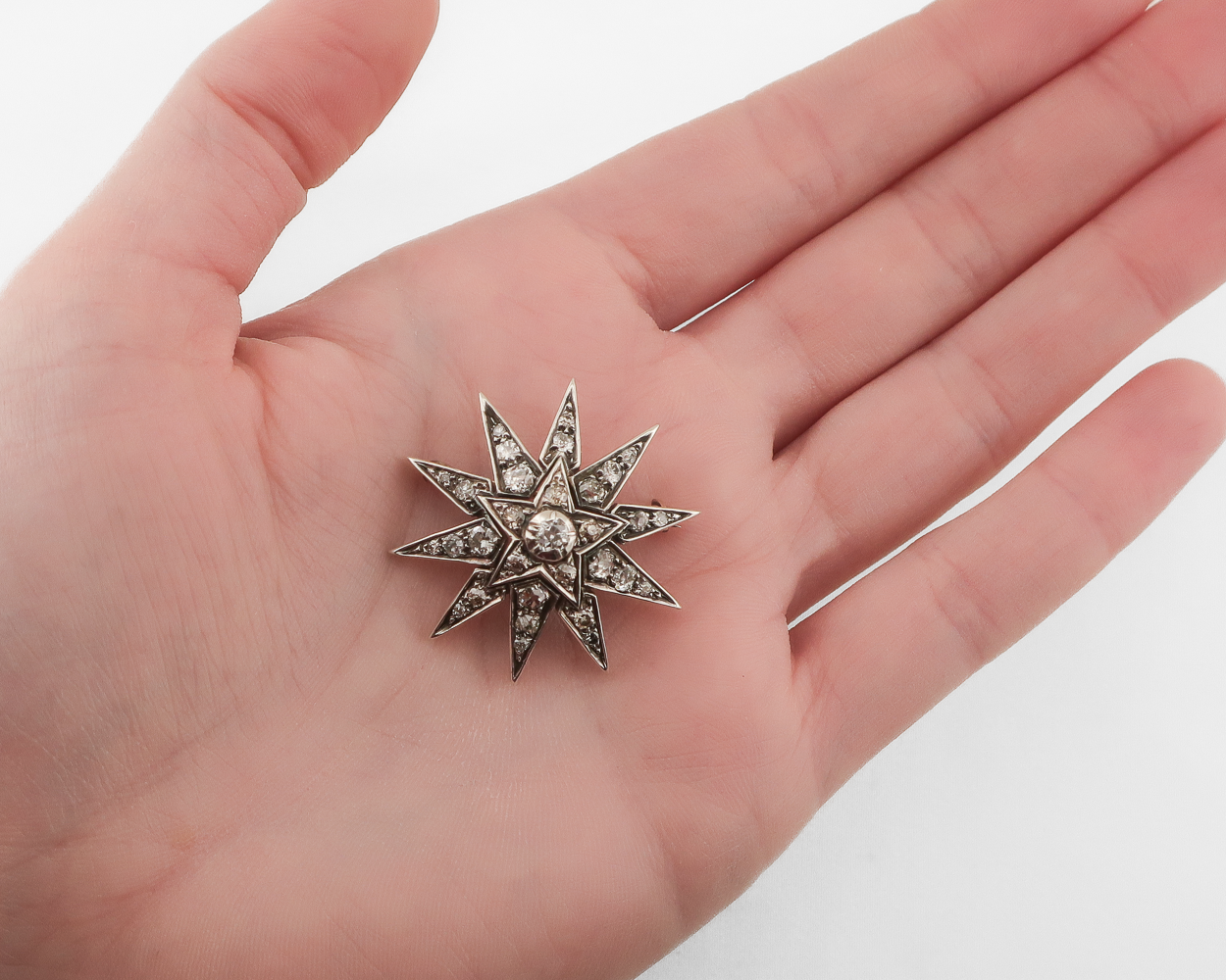 c1870 Victorian Diamond Star Brooch/Pendant