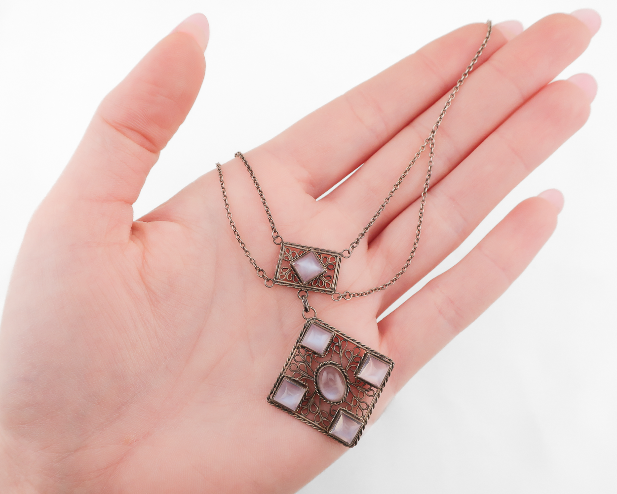 Victorian Moonstone Lavalier Necklace