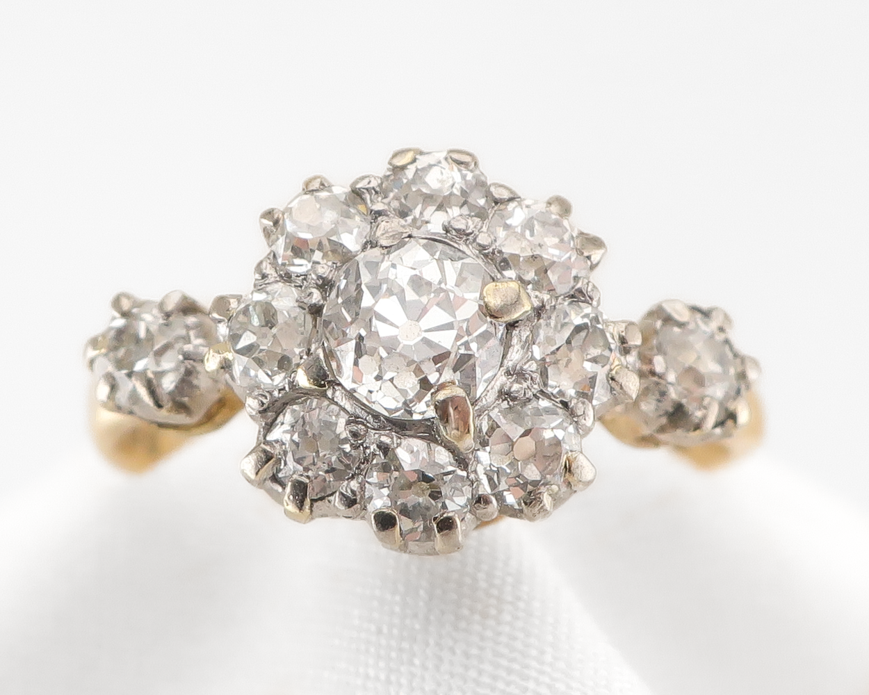 Vintage Two-Tone Diamond Cluster Ring
