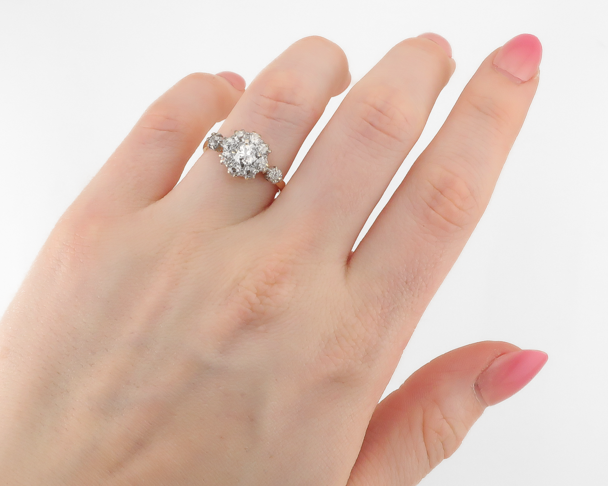 Vintage Two-Tone Diamond Cluster Ring