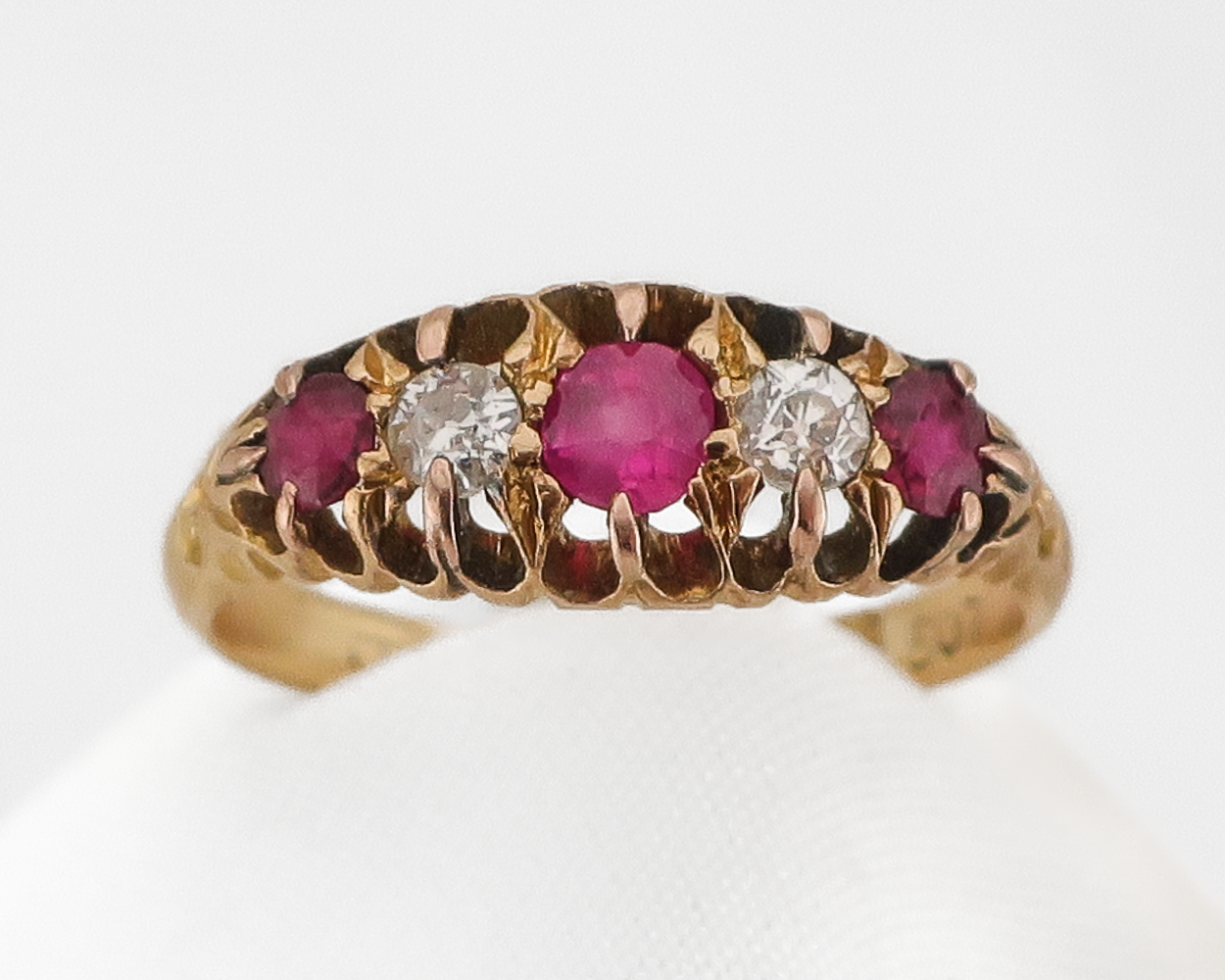 Edwardian Diamond & Ruby English Ring