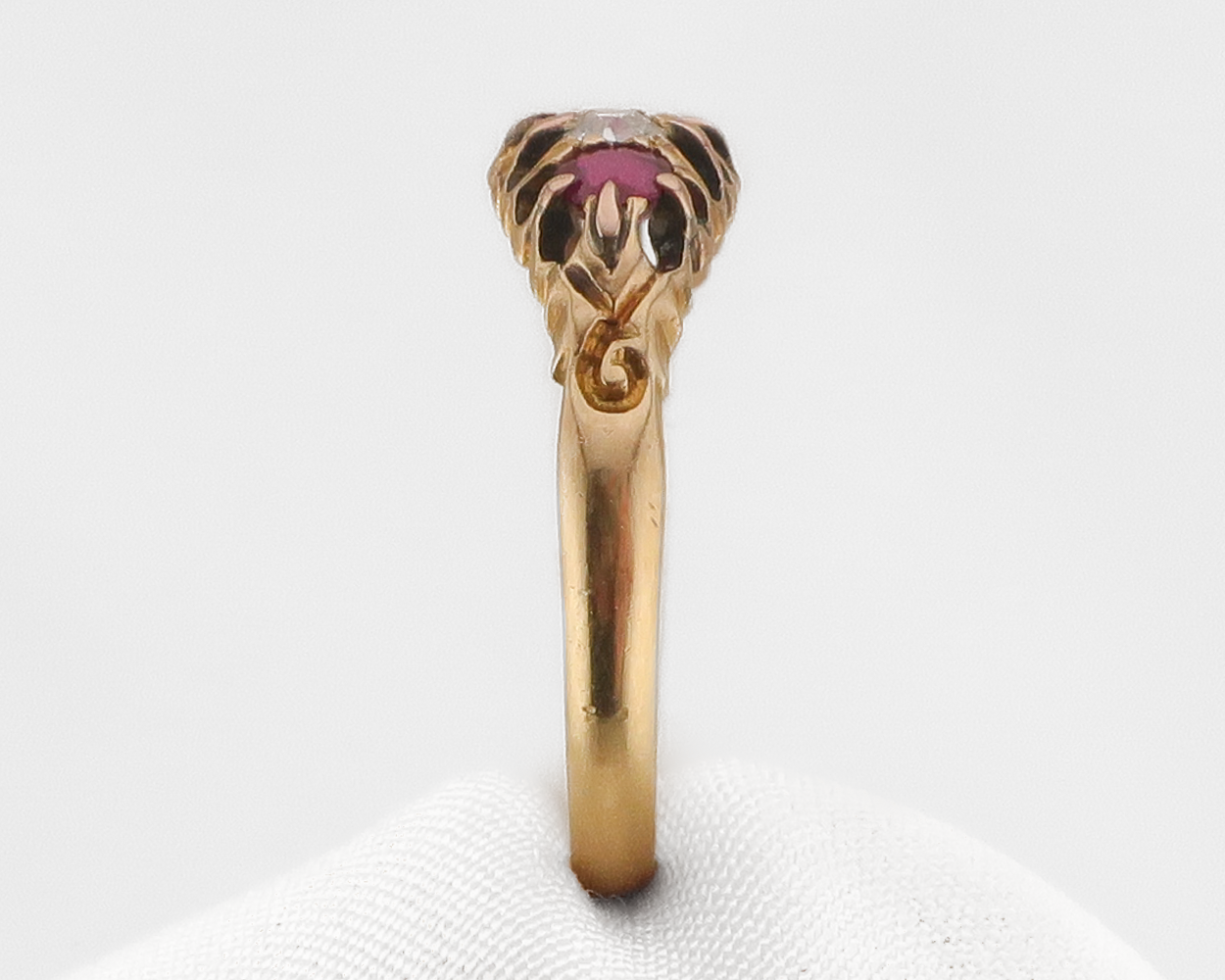 Edwardian Diamond & Ruby English Ring