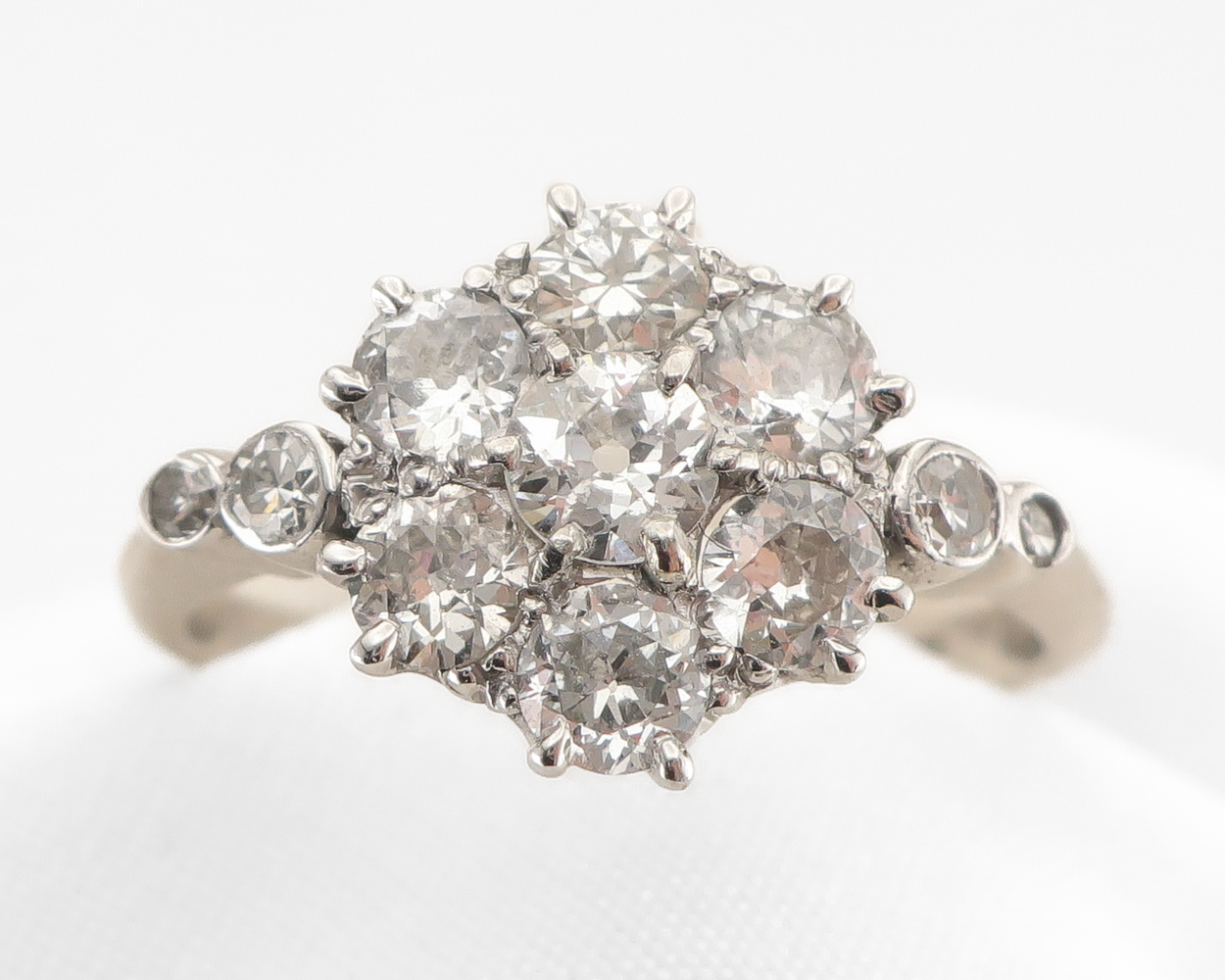 Art Deco Platinum Diamond Cluster Ring