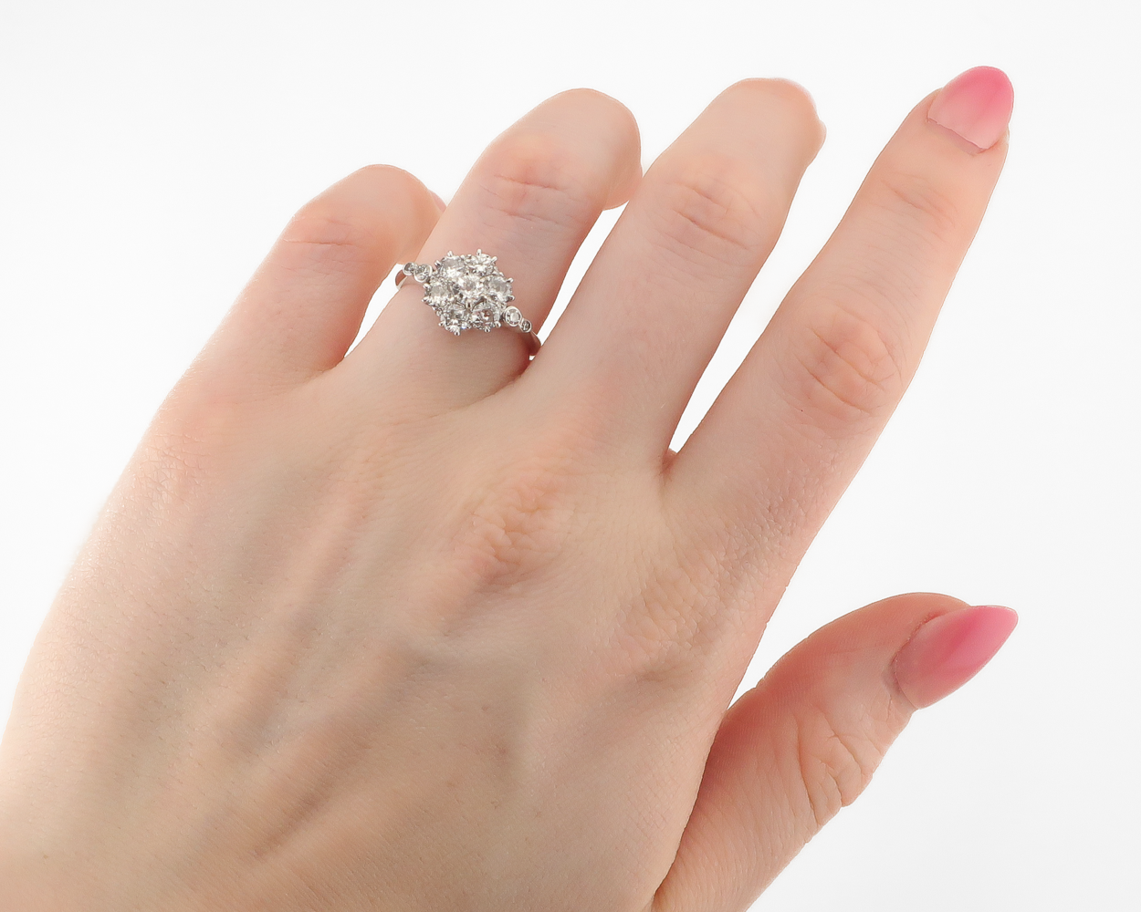 Art Deco Platinum Diamond Cluster Ring