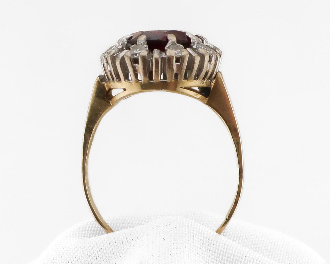 Art Deco Spessartine Garnet & Diamond Halo Ring