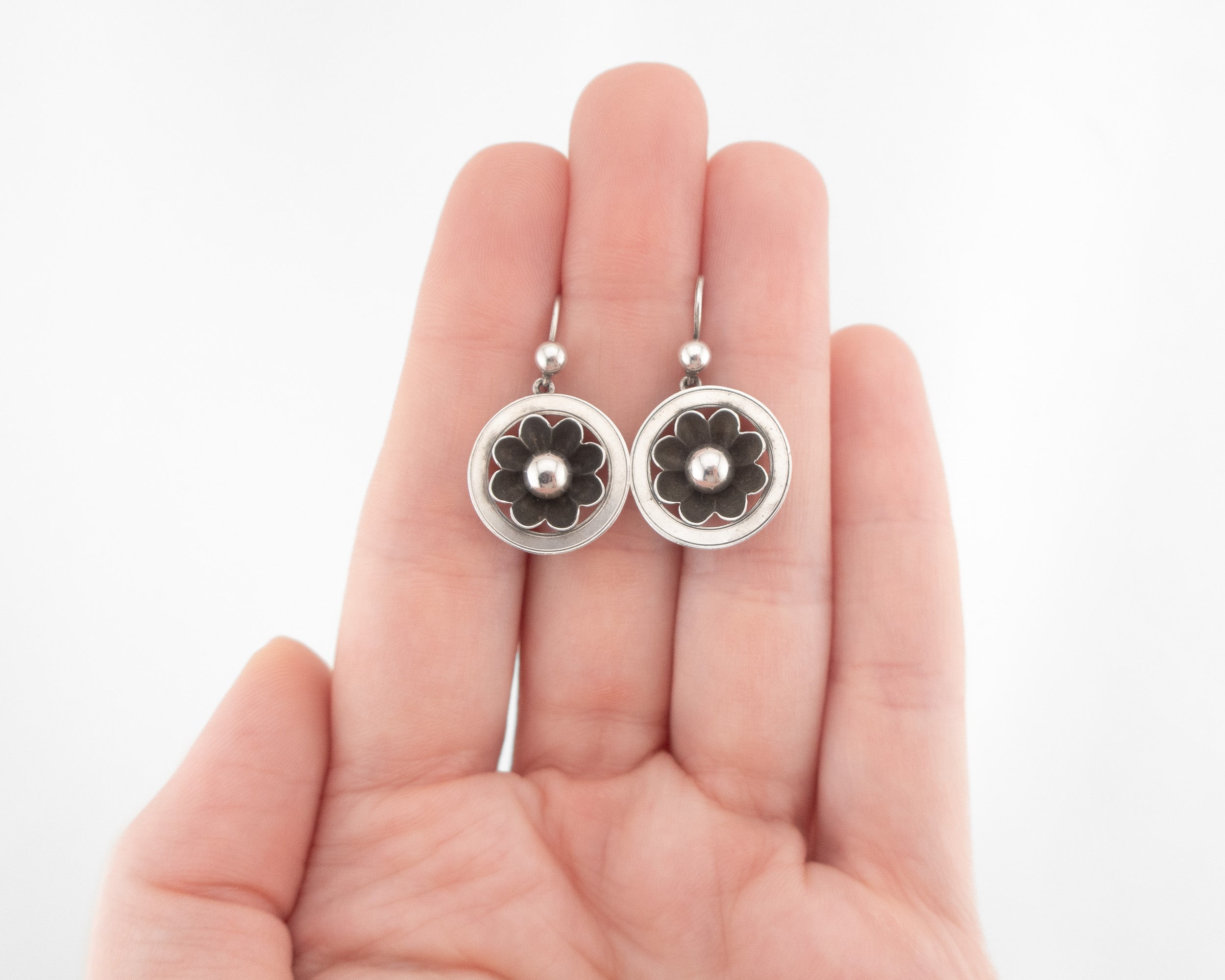 Victorian Silver Floral Earrings