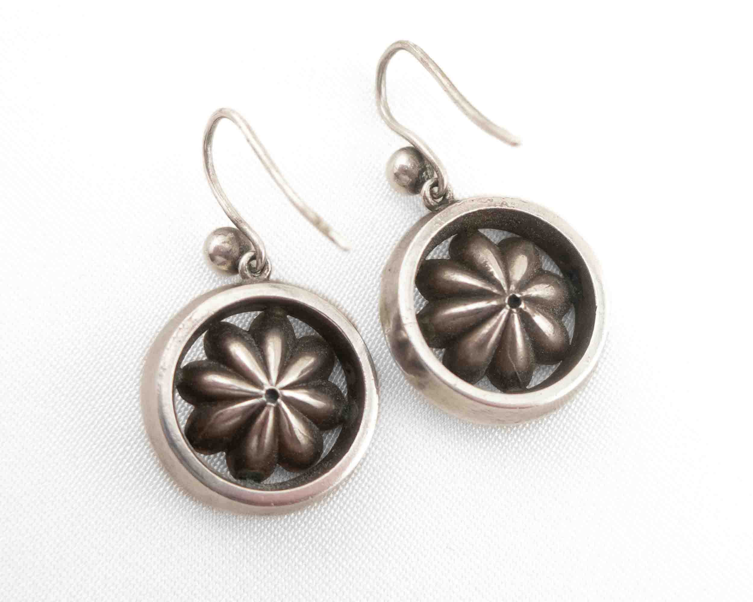 Victorian Silver Floral Earrings