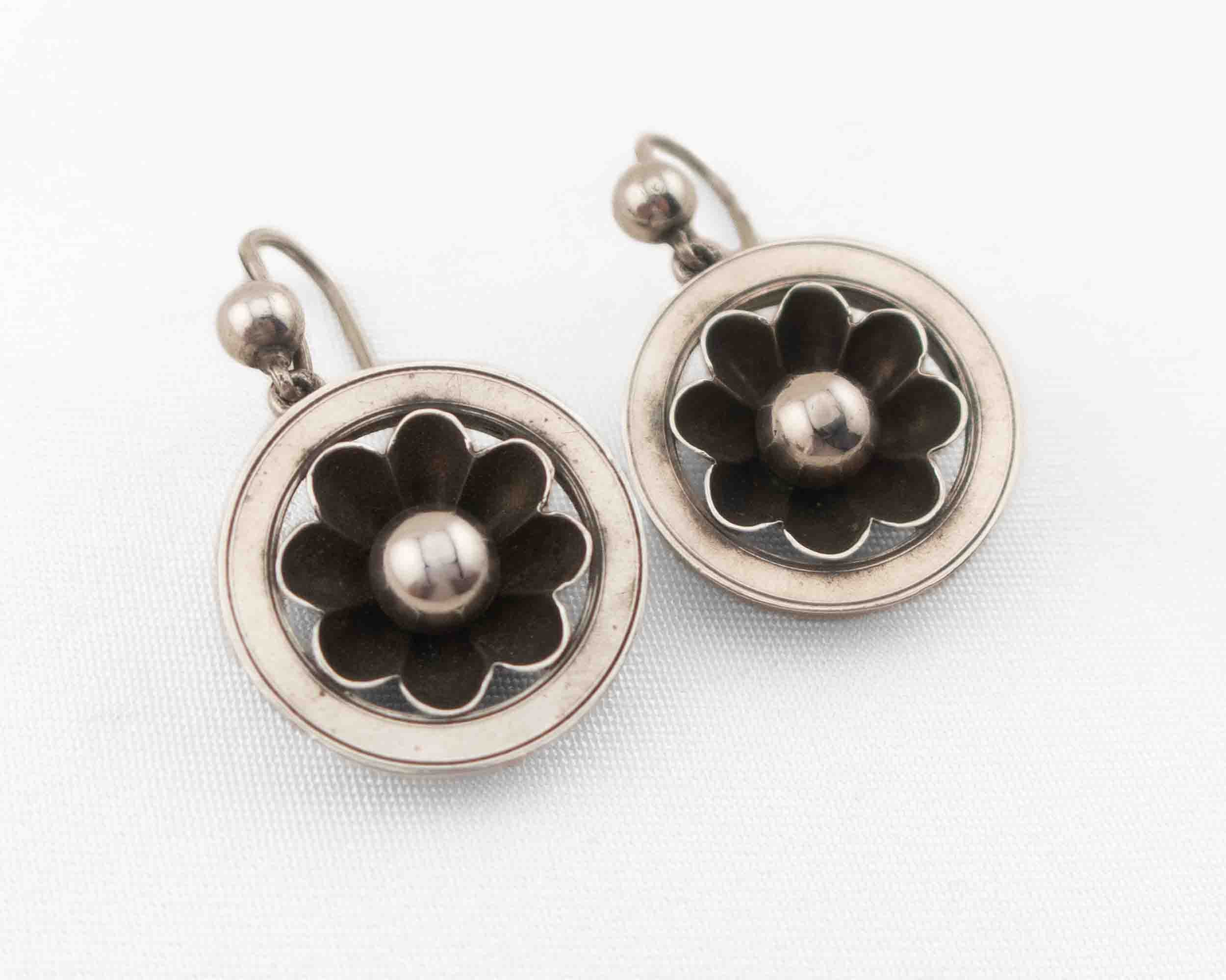 Victorian Silver Floral Earrings