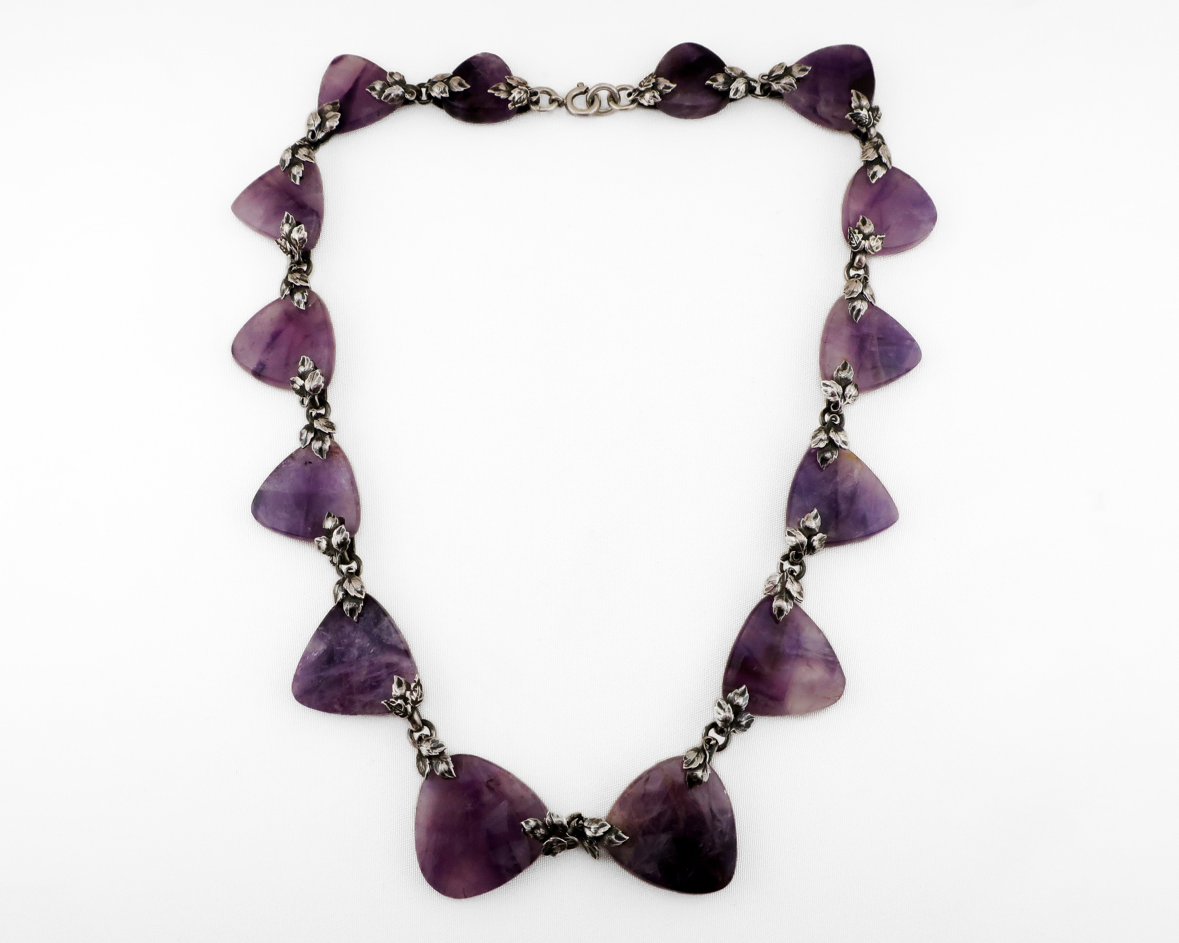 Circa 1910 Arts & Crafts Amethyst and Silver Necklace
