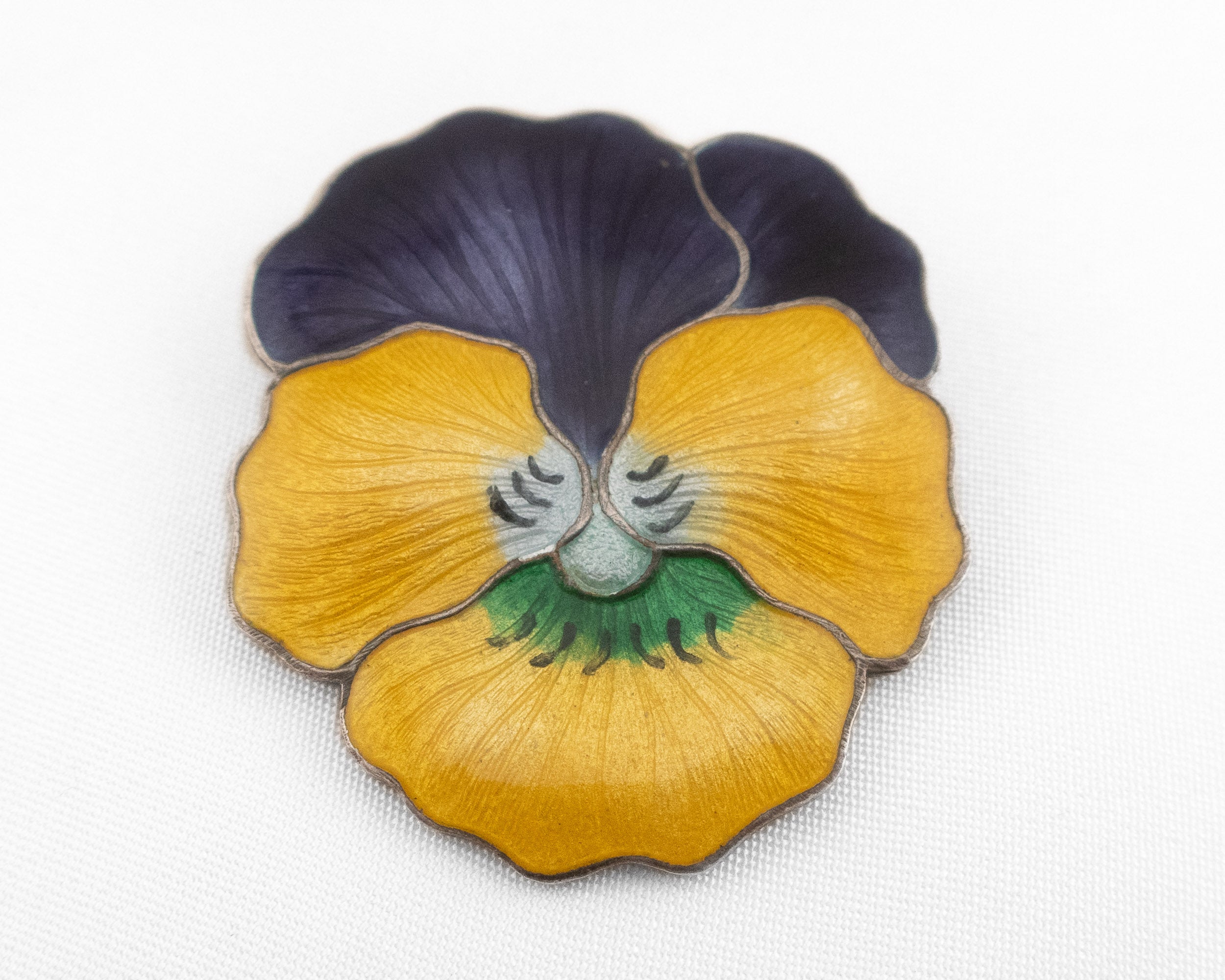 Arts & Crafts Enamel Pansy Brooch