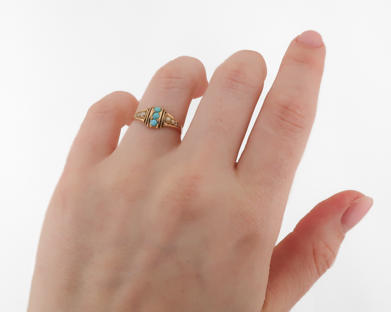 Victorian Turquoise & Pearl Ring