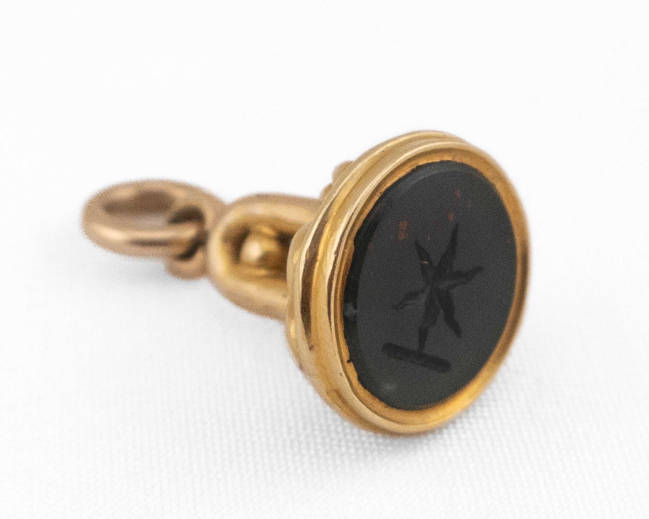 Circa 1870 Victorian Bloodstone Starfish Intaglio Fob