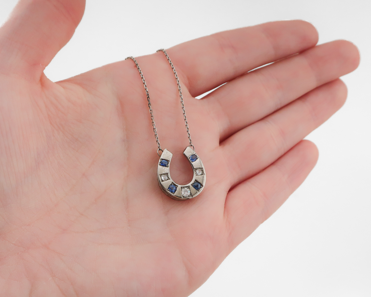 Art Deco Sapphire & Diamond Horseshoe Necklace