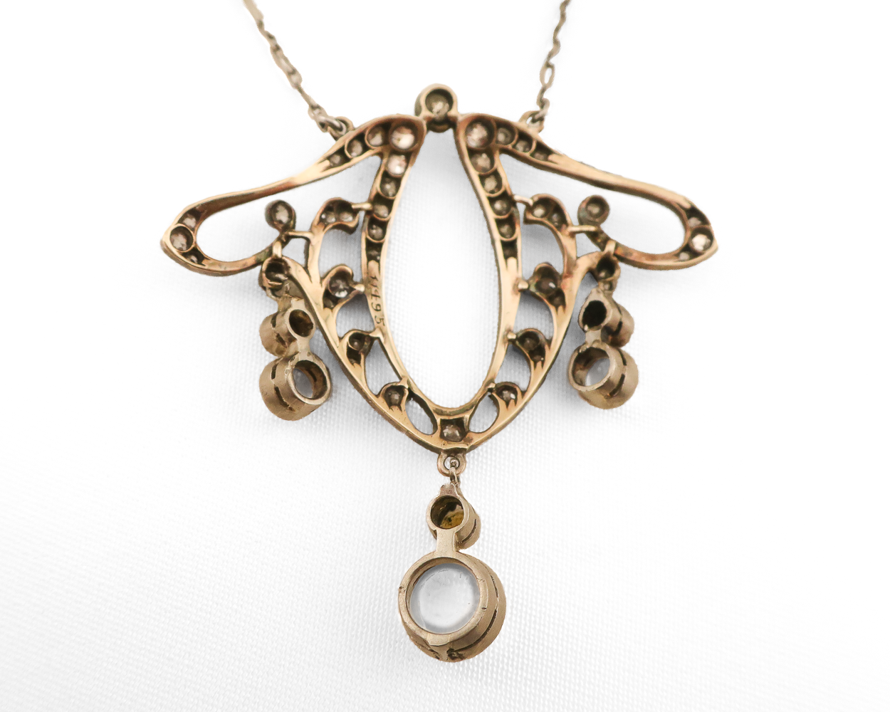 Art Nouveau Moonstone & Diamond Necklace