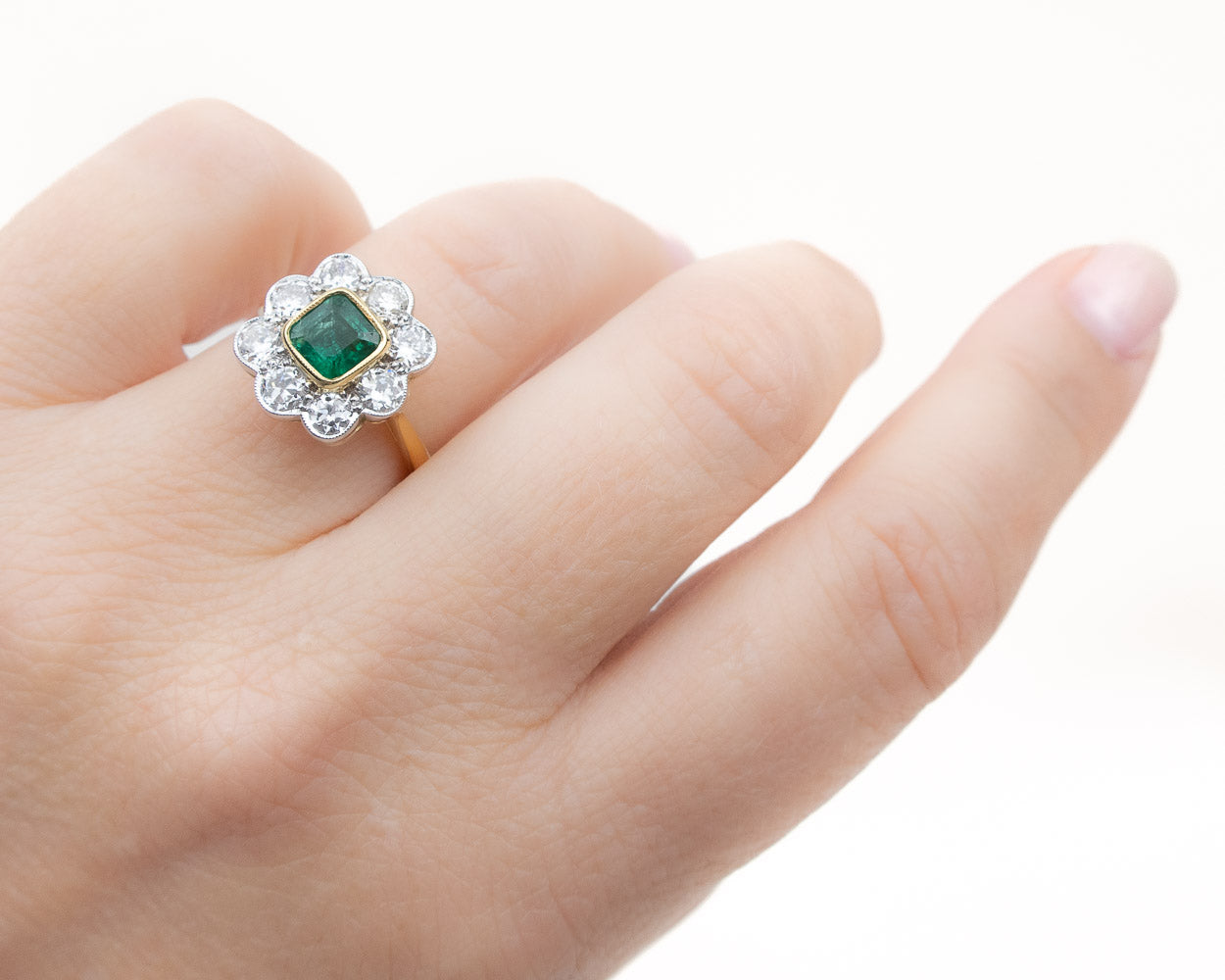 Edwardian Emerald Halo Ring - ON HOLD
