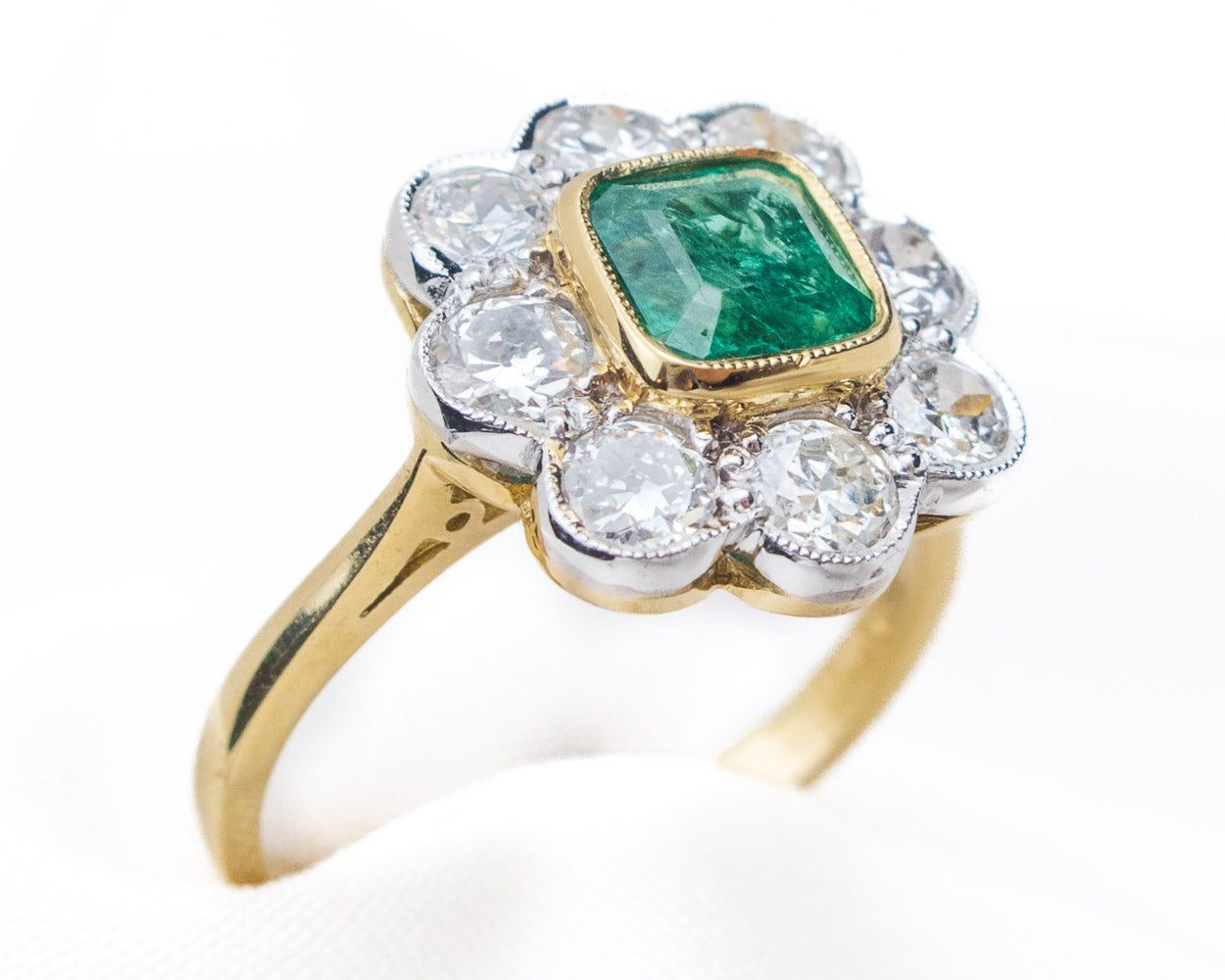 Edwardian Emerald Halo Ring
