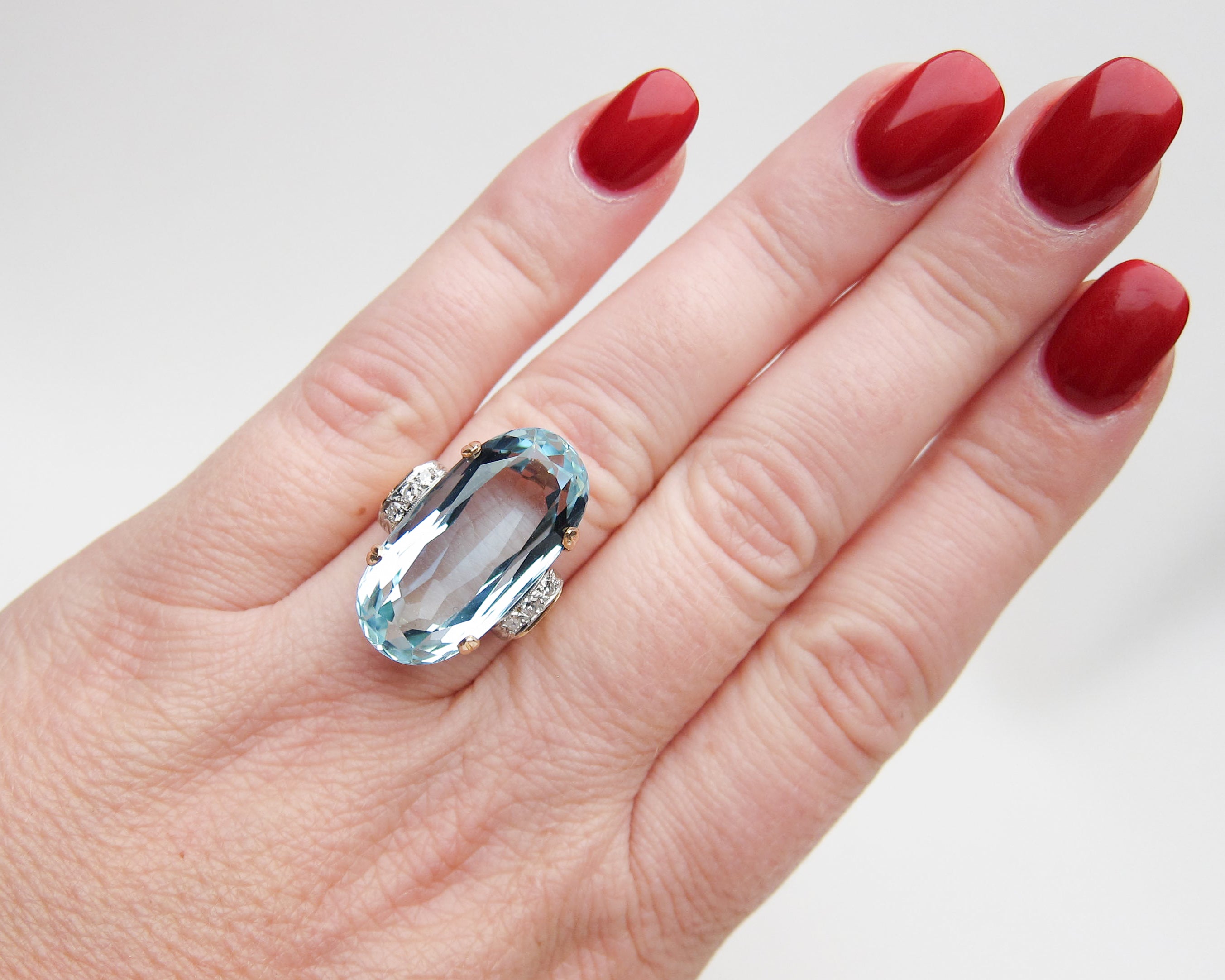 Retro Aquamarine Cocktail Ring