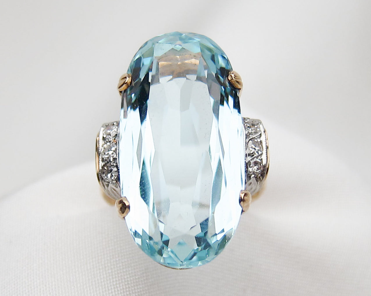 Retro Aquamarine Cocktail Ring