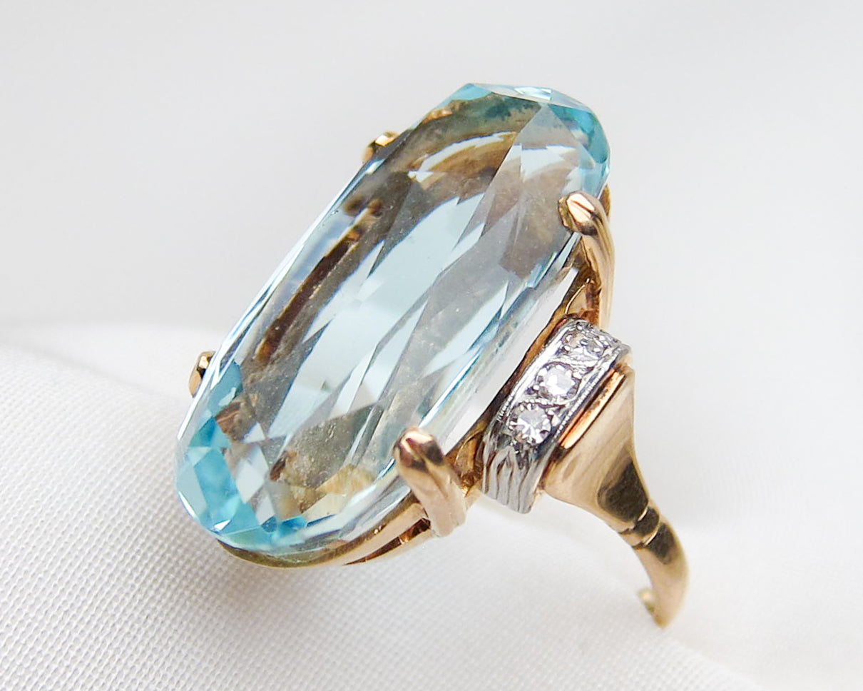 Retro Aquamarine Cocktail Ring