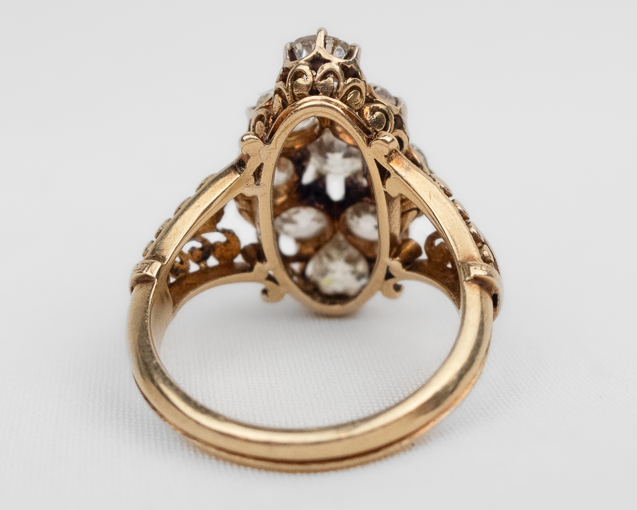 Victorian Diamond Cluster Filigree Ring