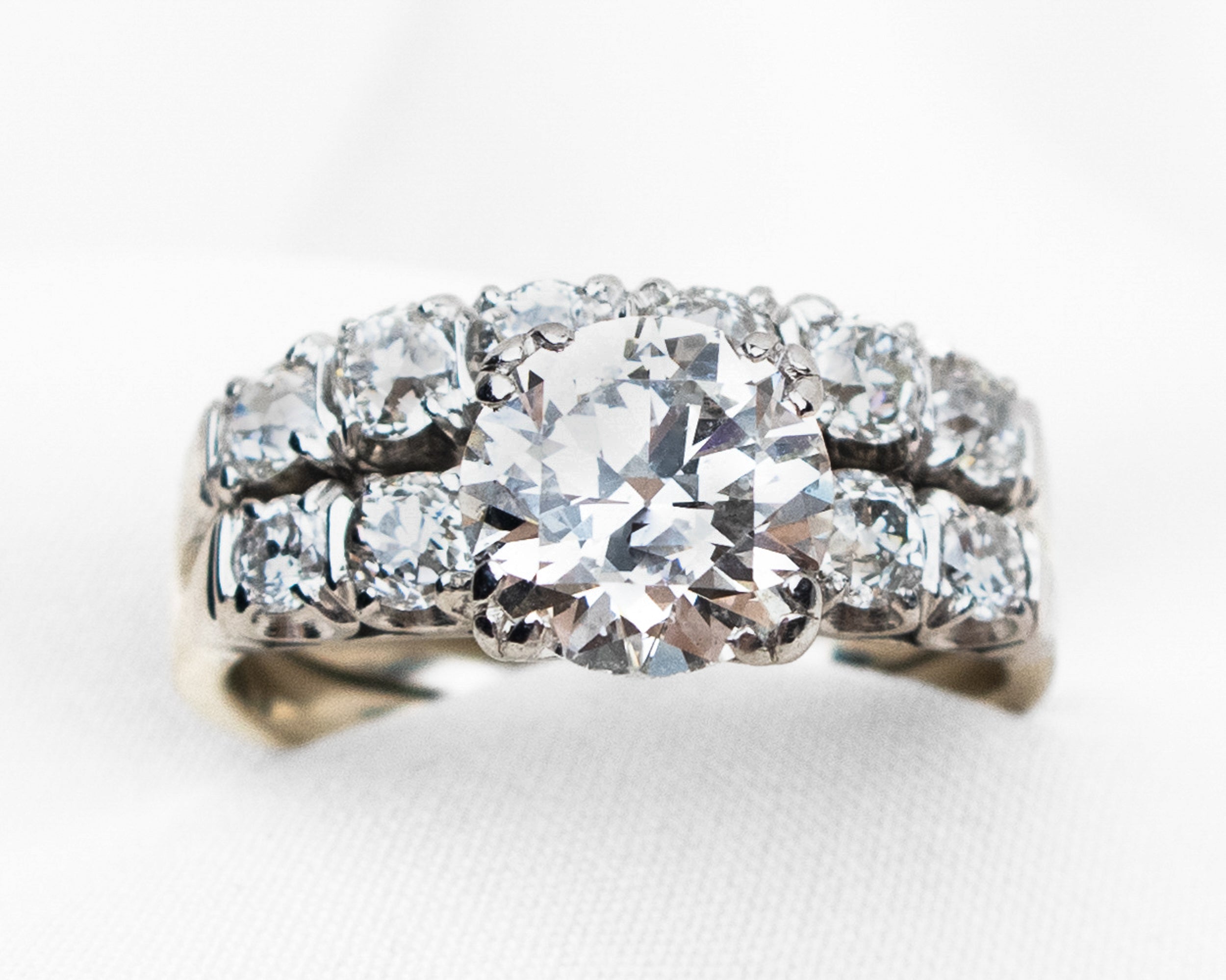 Midcentury Transitional & Old European-Cut Diamond Wedding Set