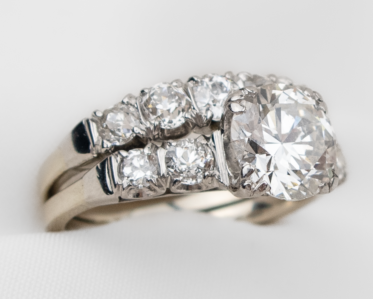 Midcentury Diamond Ring Wedding Set