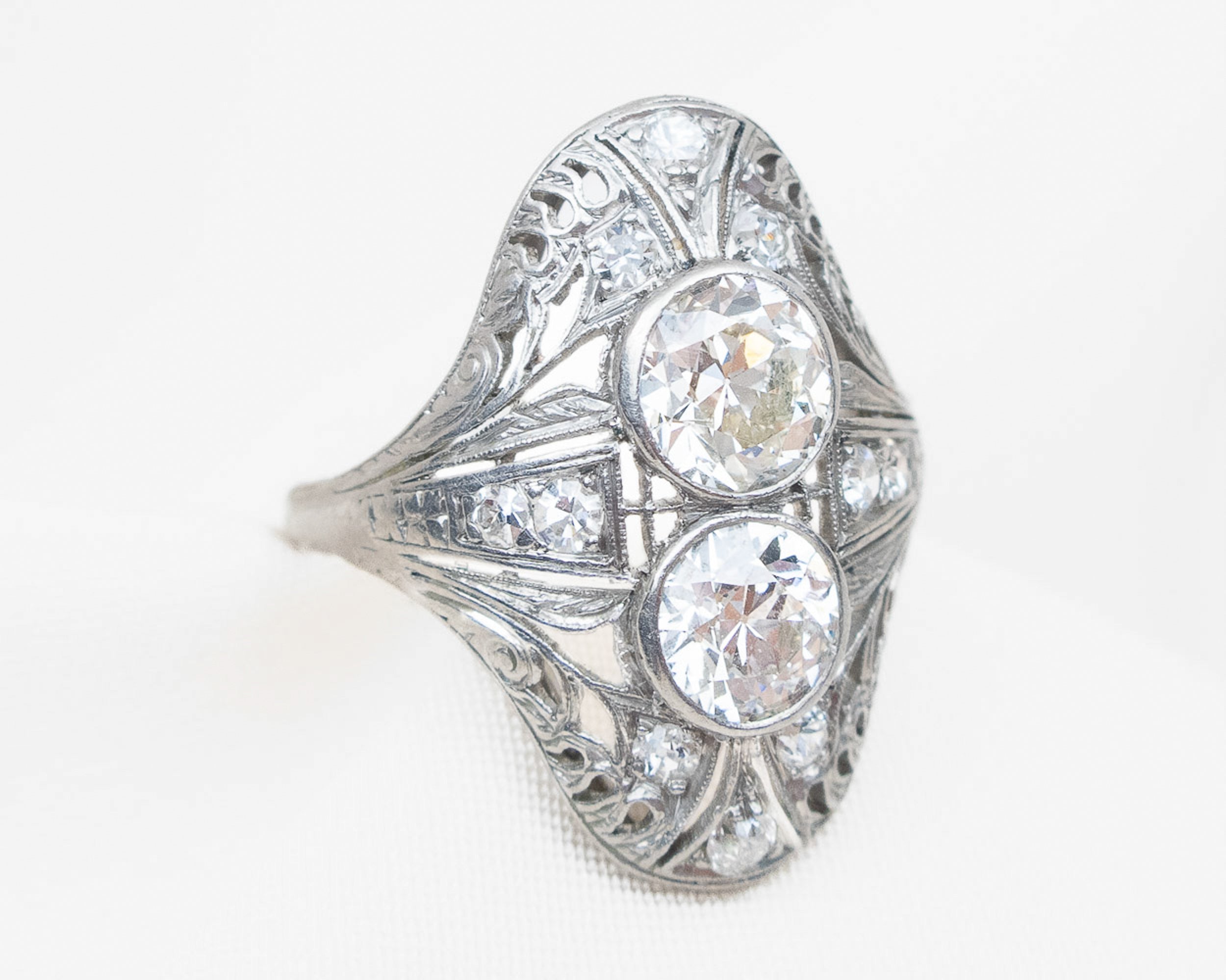 Art Deco Double Diamond North-South Ring
