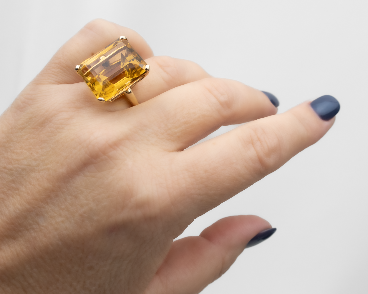 Midcentury Citrine Cocktail Ring