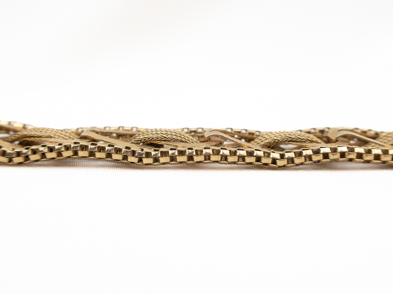 Late-Midcentury Textural Gold Bracelet