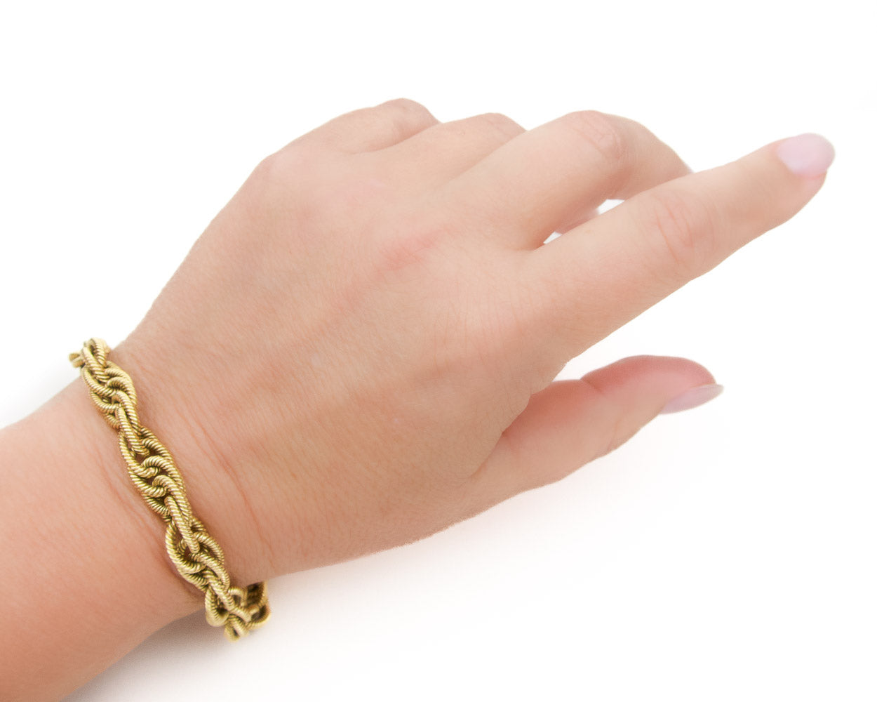 Midcentury Solid Gold Rope Bracelet