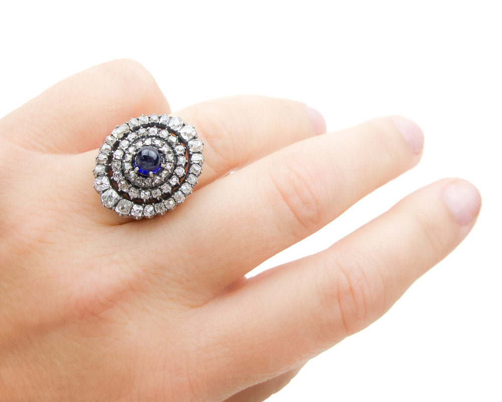 Edwardian Swedish Sapphire Triple Halo Ring