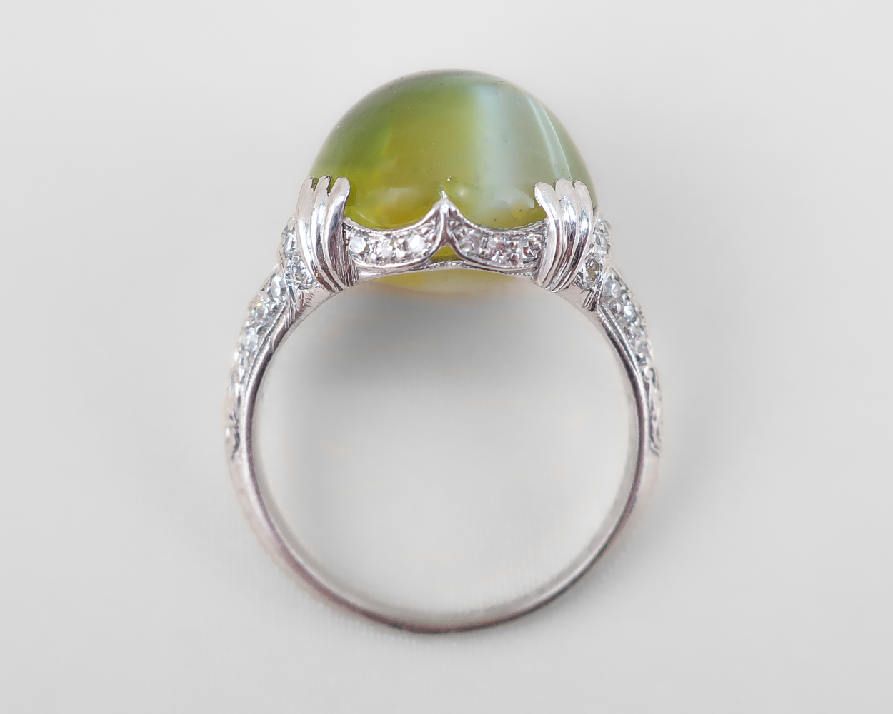 Art Deco Cat's Eye Chrysoberyl Cocktail Ring