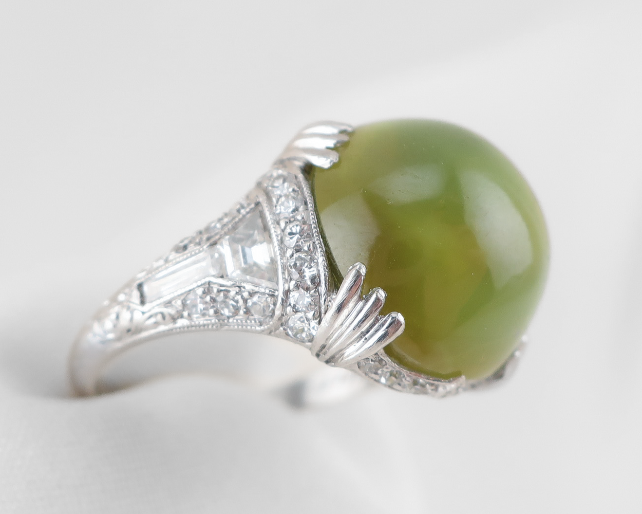 Art Deco Cat's Eye Chrysoberyl Cocktail Ring