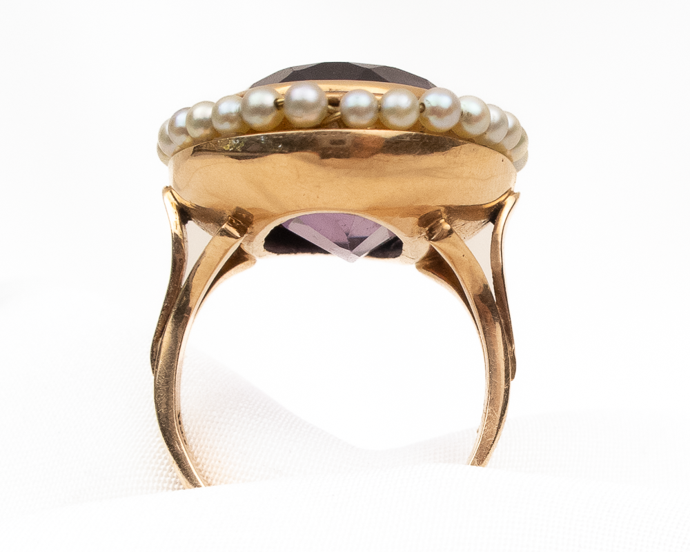 Midcentury Amethyst Cocktail Ring