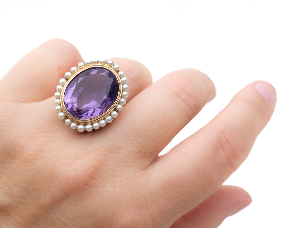 Midcentury Amethyst Cocktail Ring