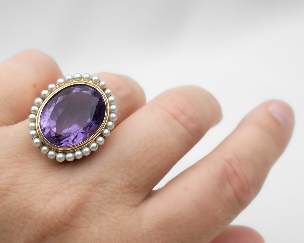 Midcentury Amethyst Cocktail Ring