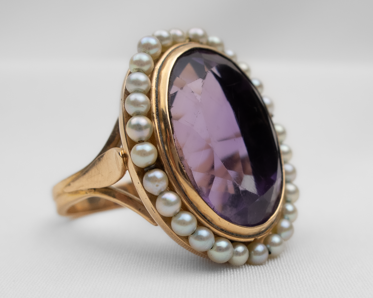 Midcentury Amethyst Cocktail Ring