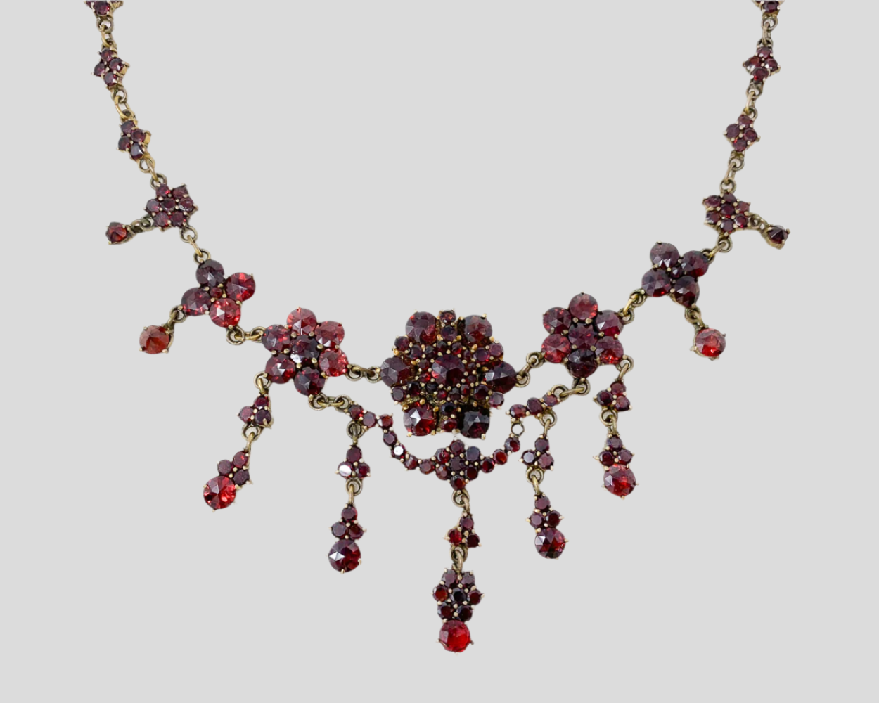 Victorian Garnet Festoon Necklace Isadoras Antique Jewelry