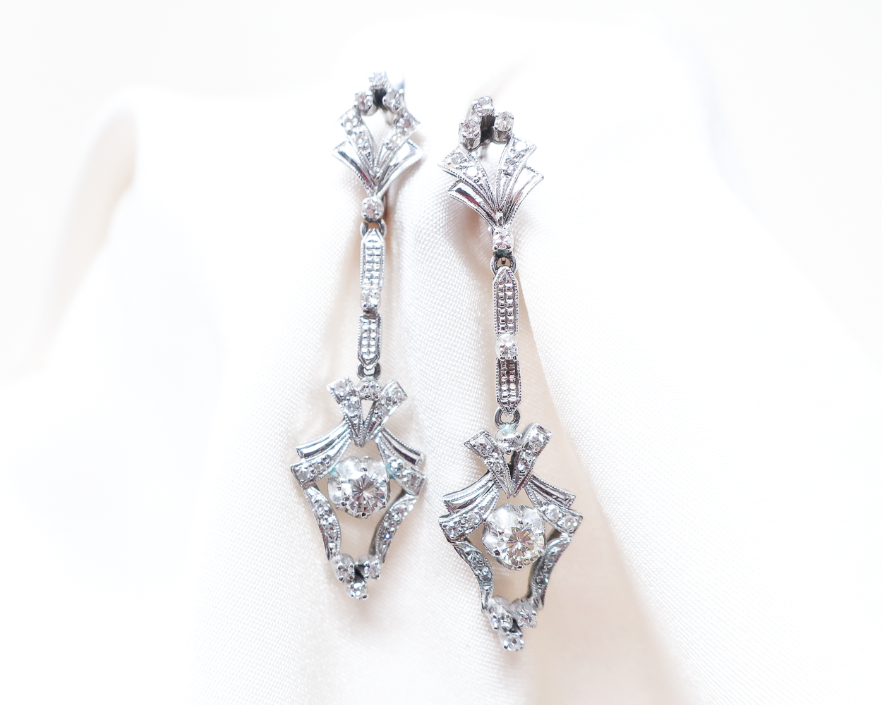 Midcentury Diamond Dangle Earrings