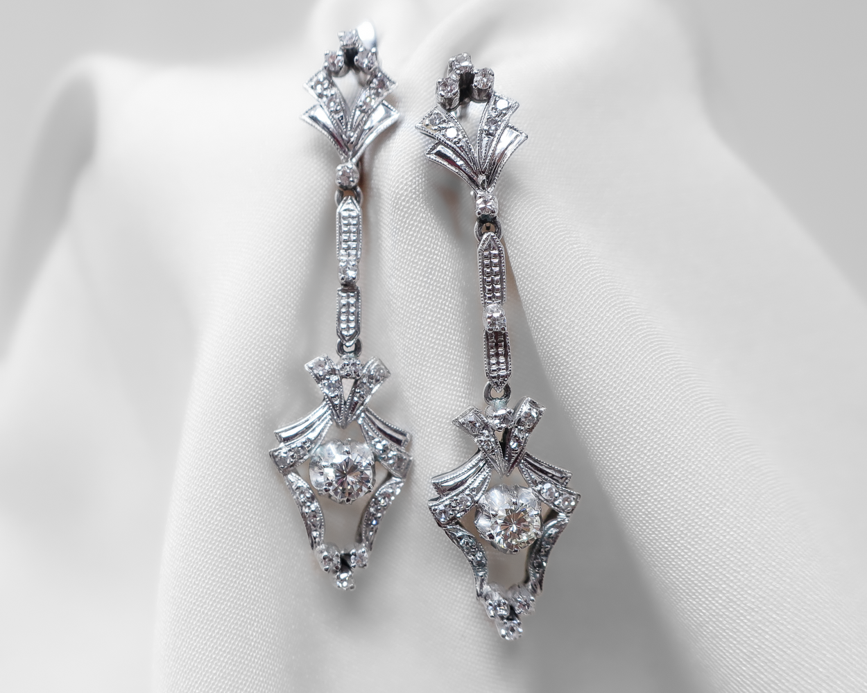 Midcentury Diamond Dangle Earrings