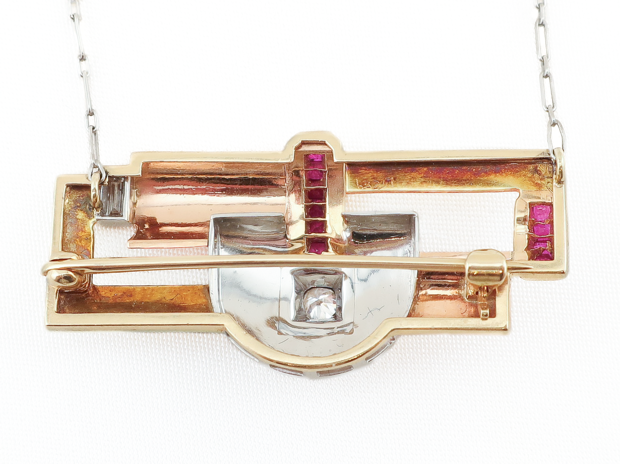 Retro-Era Diamond & Ruby Pendant