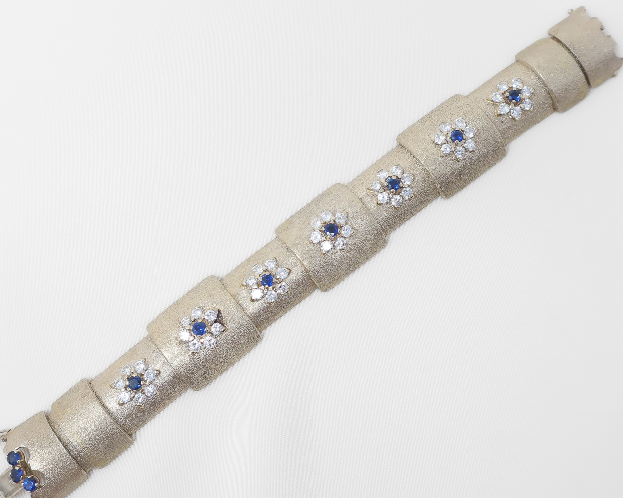 1960s Diamond & Sapphire Fancy Link Bracelet