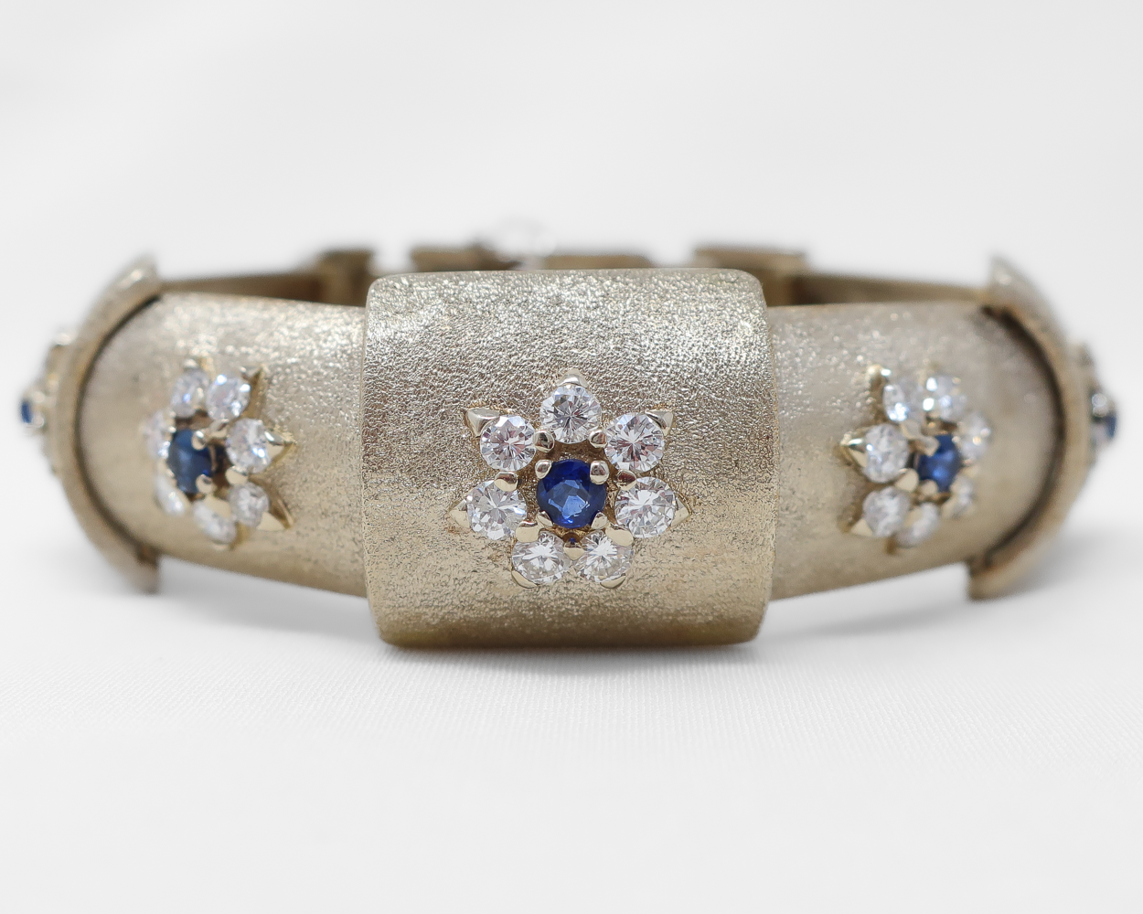 1960s Diamond & Sapphire Fancy Link Bracelet