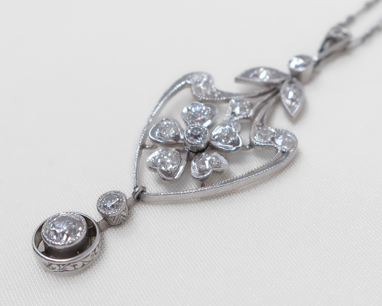 Edwardian Diamond Floral Pendant