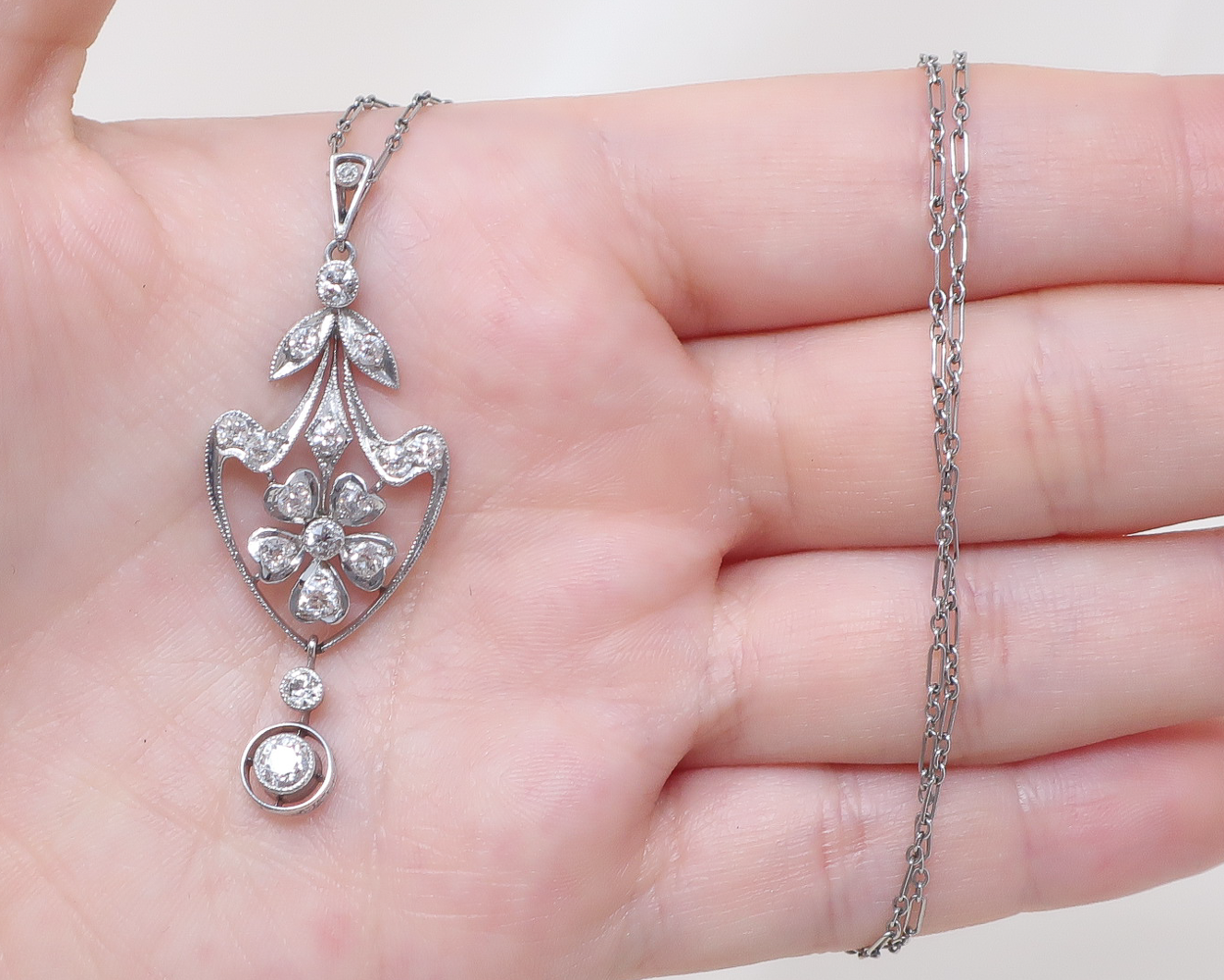 Edwardian Diamond Floral Pendant