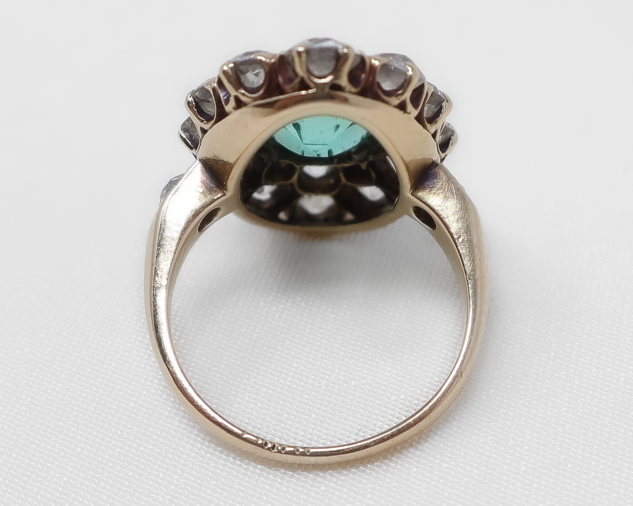 Late-Victorian Emerald and Diamond Navette Ring