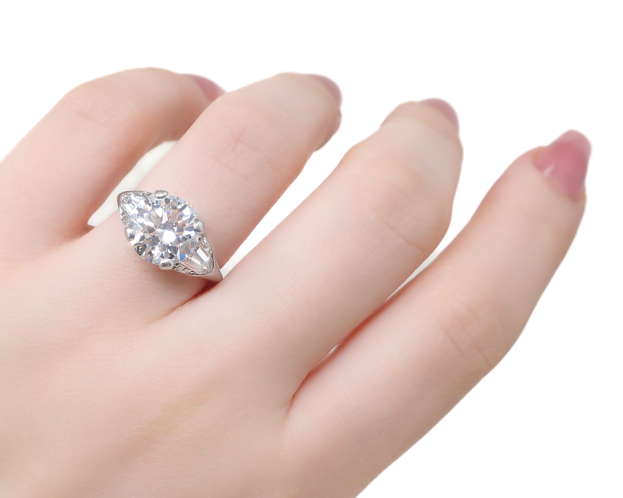 Art Deco 2.89-Carat Diamond Engagement Ring