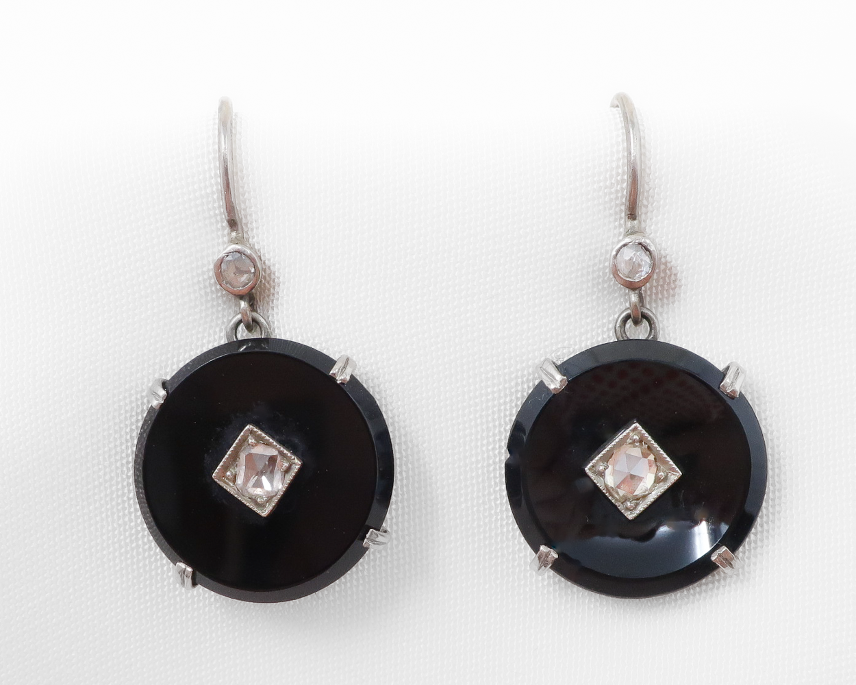 Art Deco Onyx & Rose-cut Diamond Earrings