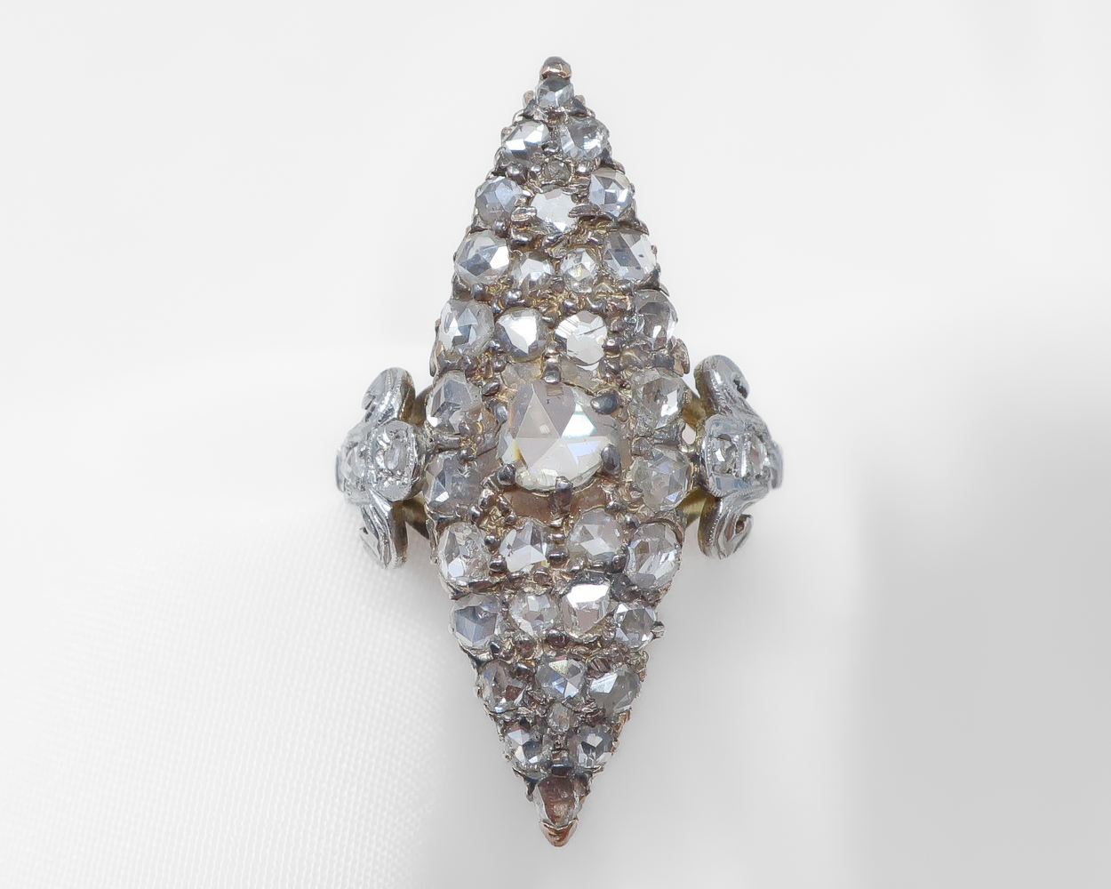 Victorian Rose-Cut Diamond Navette Ring