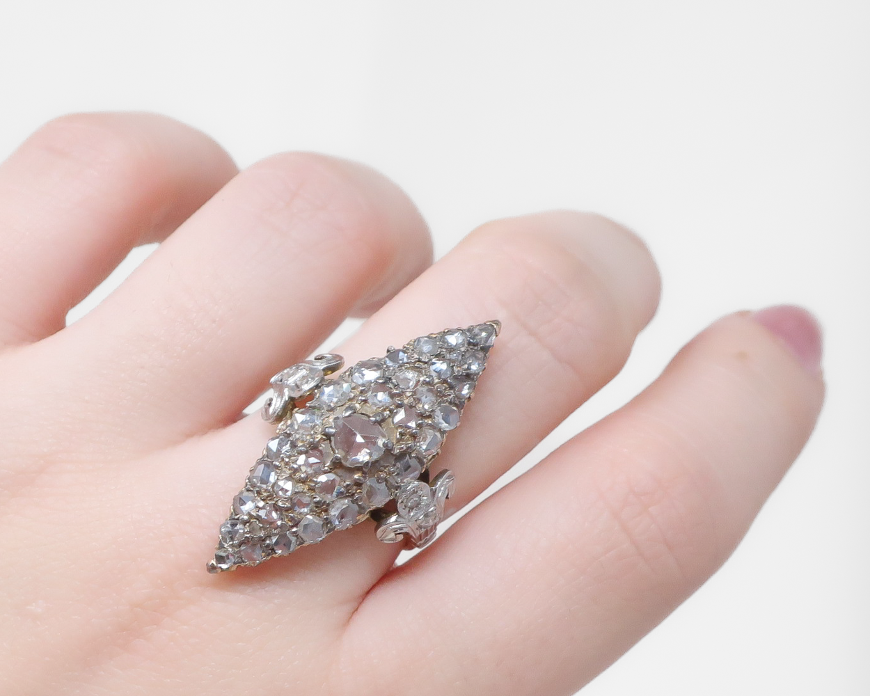 Victorian Rose-Cut Diamond Navette Ring